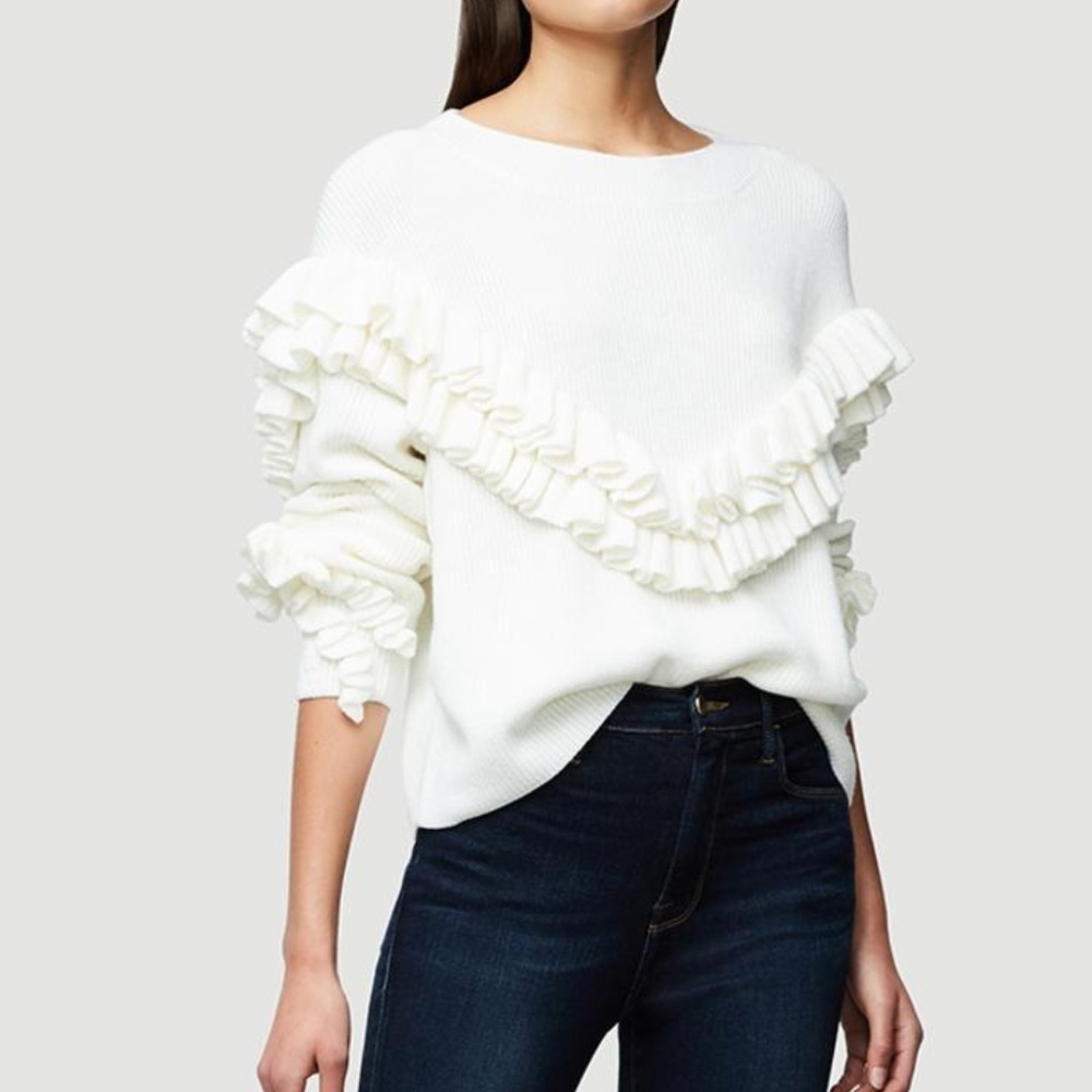 Frame Denim White Ruffle Sweater - Picture 2 of 7